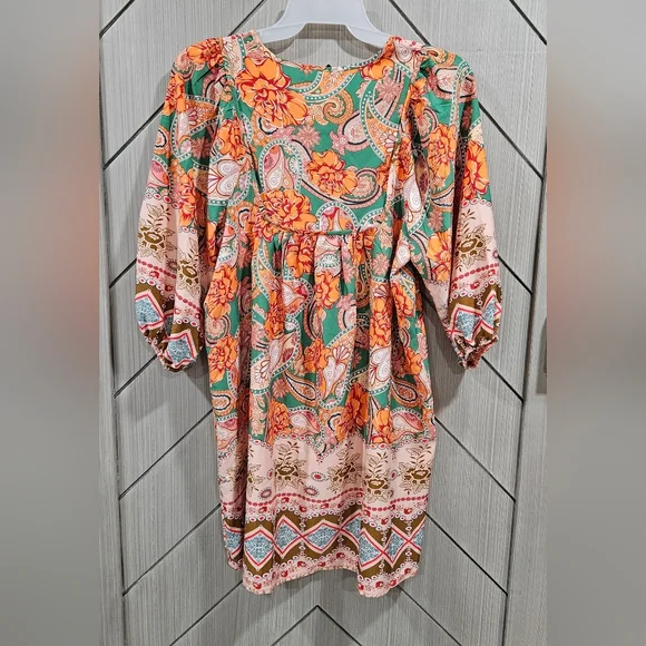 Floral Bohemian Midi Dress - Multicolor - Picture 3 of 4